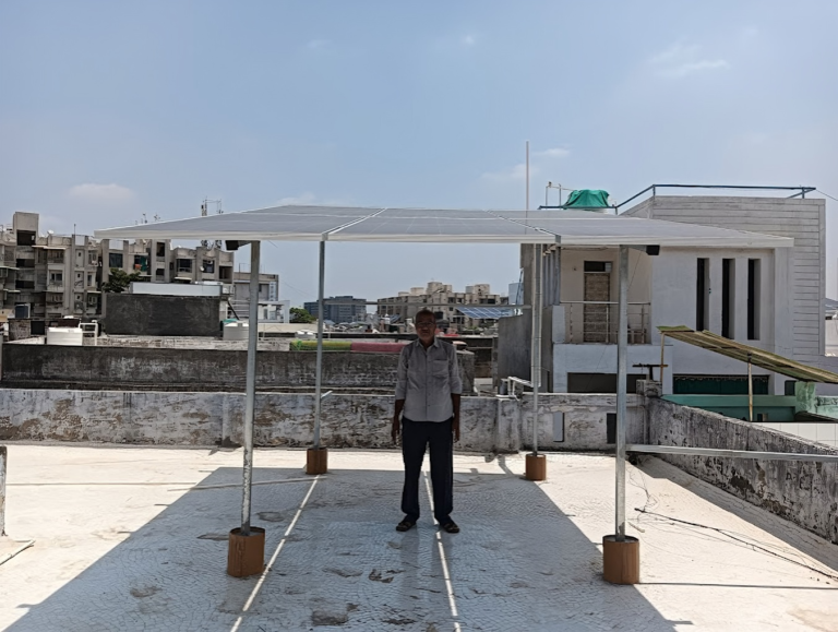 Solar panels installed on a residential roof, harnessing clean energy from the sun.